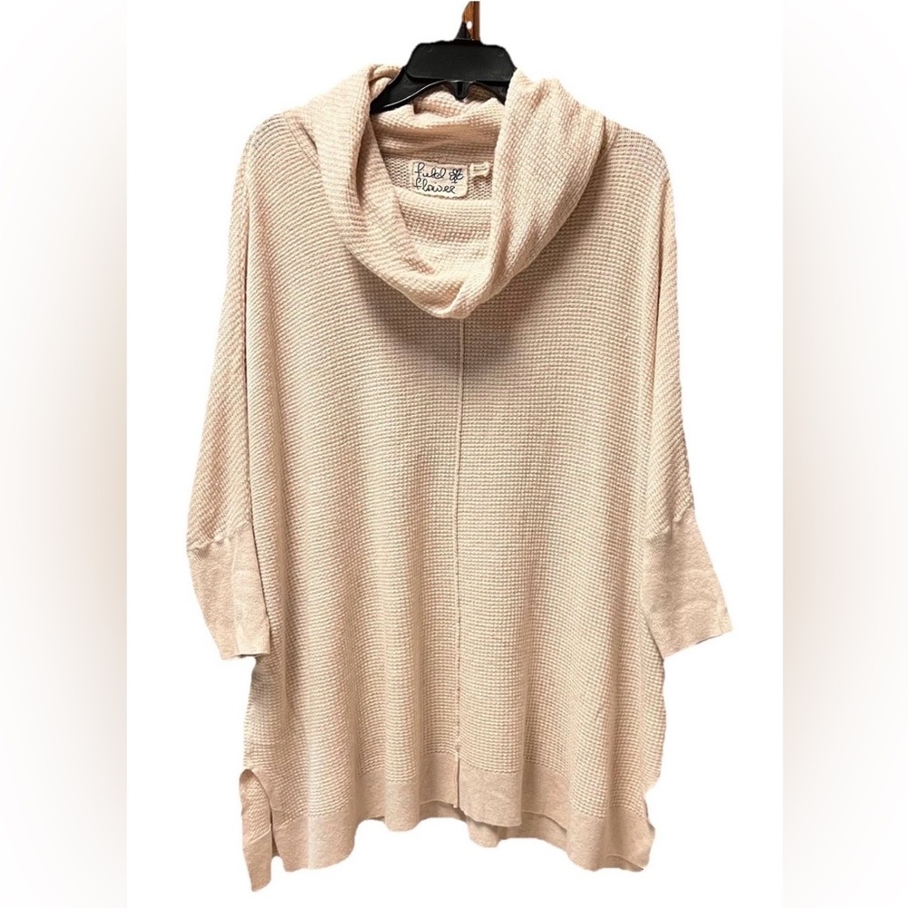 Field Flower Anthropologie Cream Cowl Neck Top Sweater Sz M Oversized Soft Boho